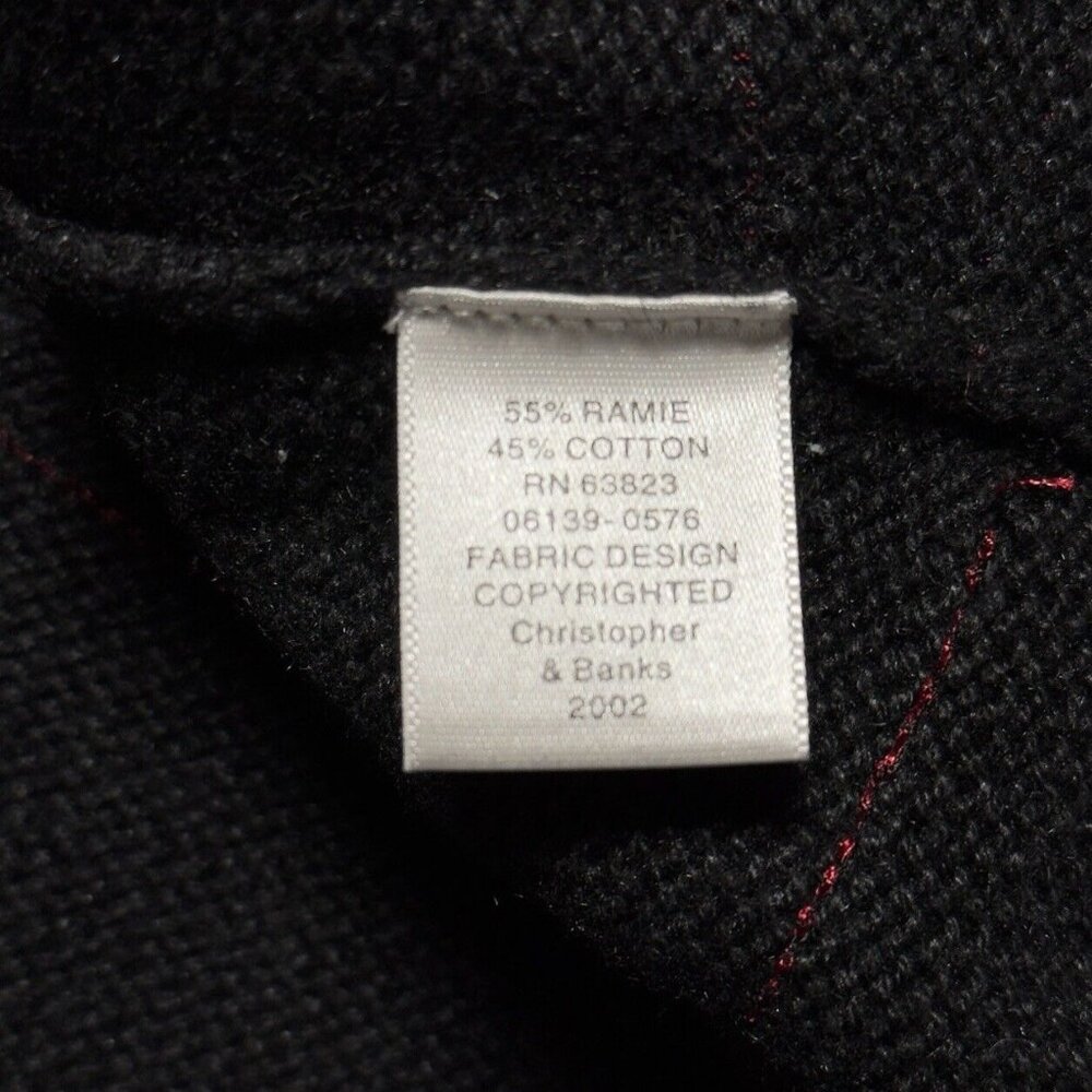 Vintage Christopher Banks Hand Embroidered Black Red Sweater Beaded Cardigan XL - Picture 12 of 13